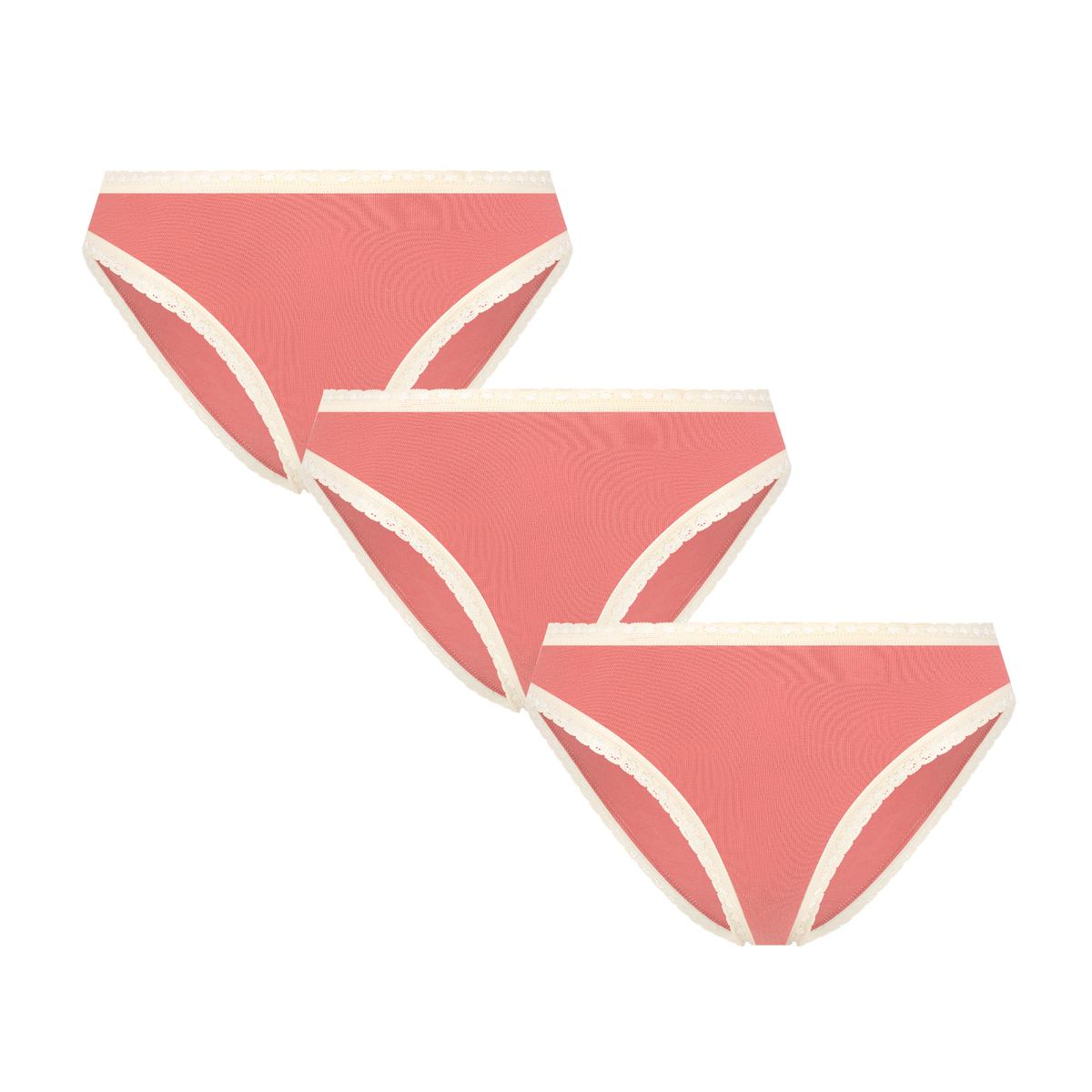 Women's Brief with Lace, Pastel Pink 3-Pack