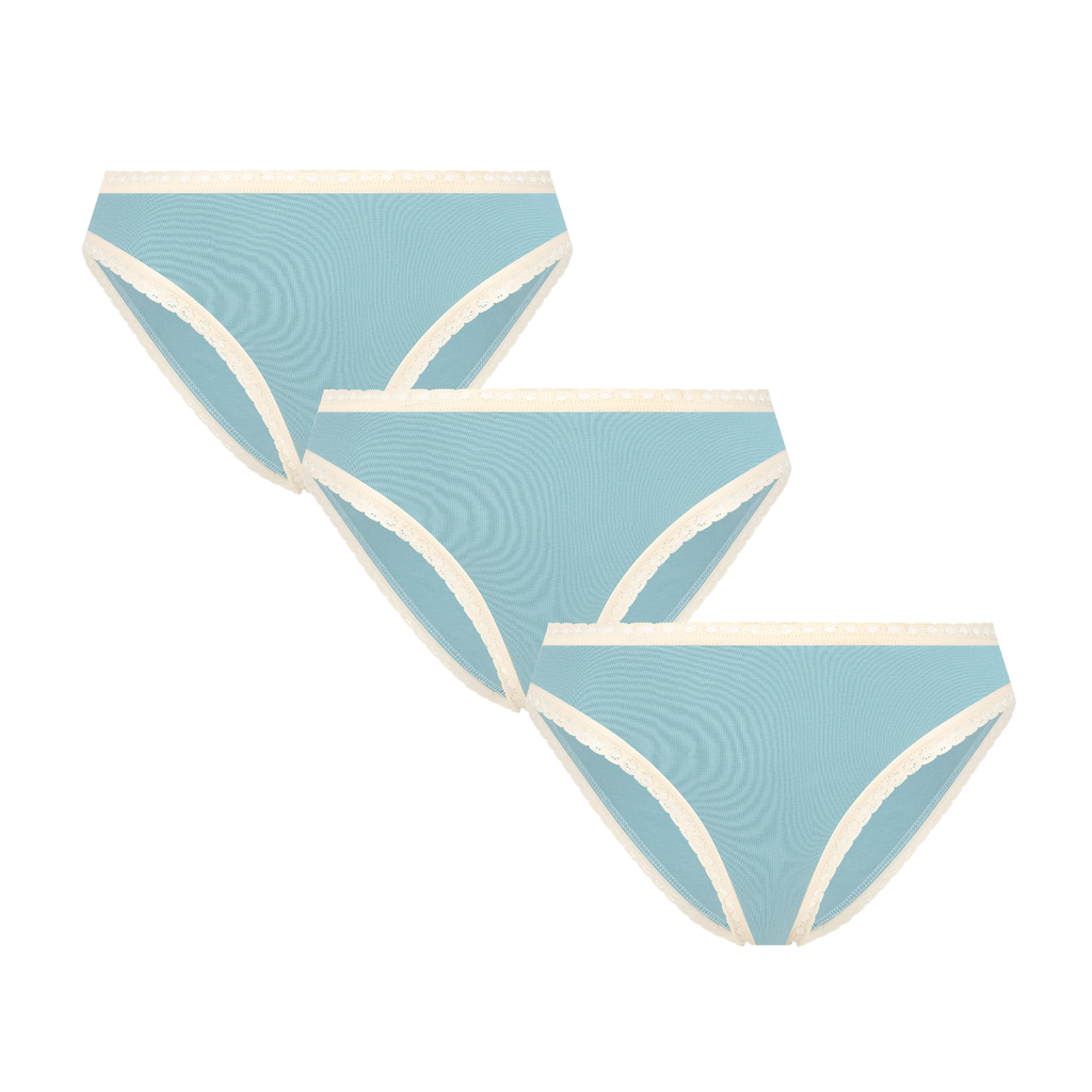 Women's Brief with Lace, Grey Blue 3-Pack