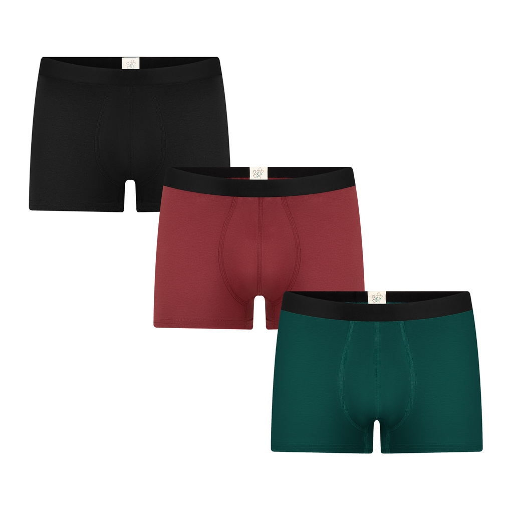 Men's Trunks, Black/ Bordeaux/ Pine Needle 3-Pack