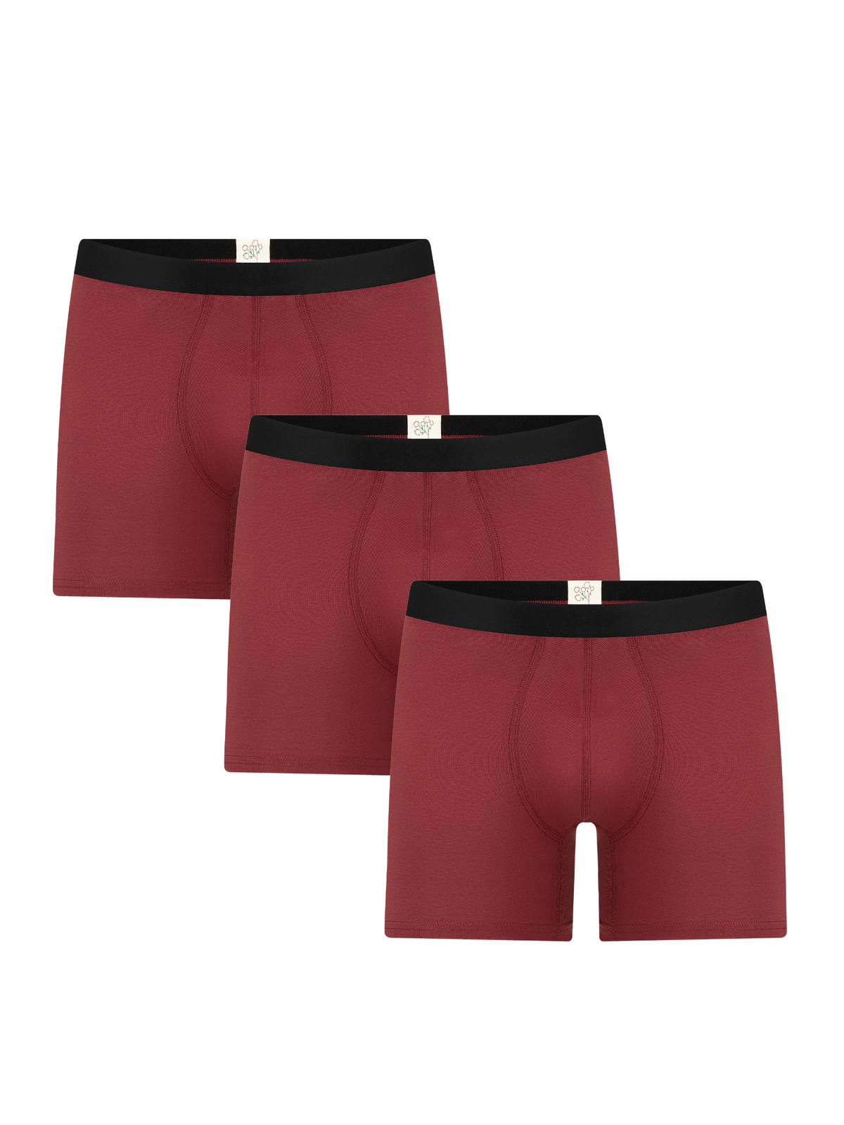 Men's Long Trunks, Bordeaux (3-Pack)