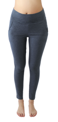 Women's Yoga Trousers with Pockets, Navy - Melange