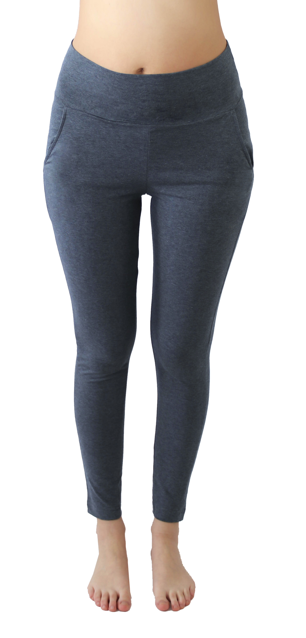 Women's Yoga Trousers with Pockets, Navy - Melange