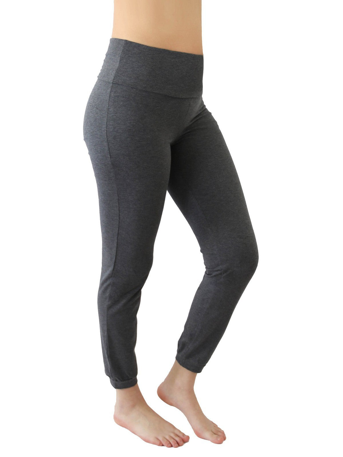 Women's Yoga Trousers, Anthracite-Melange — Leela Cotton, view 3