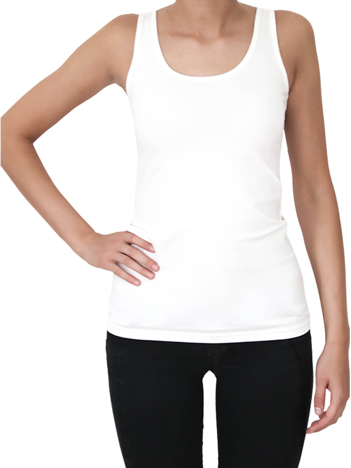 Women's Vest Top / Vest Stretch, Natural White — Leela Cotton