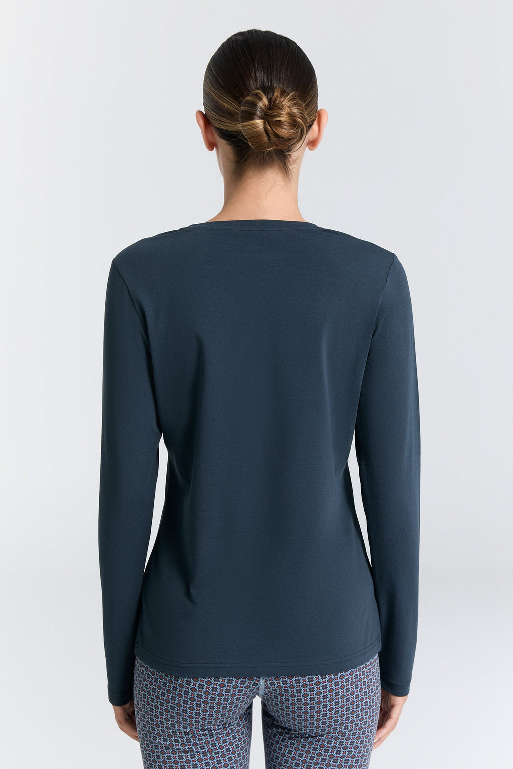 Women's V - Neck Long Sleeve Top, Navy