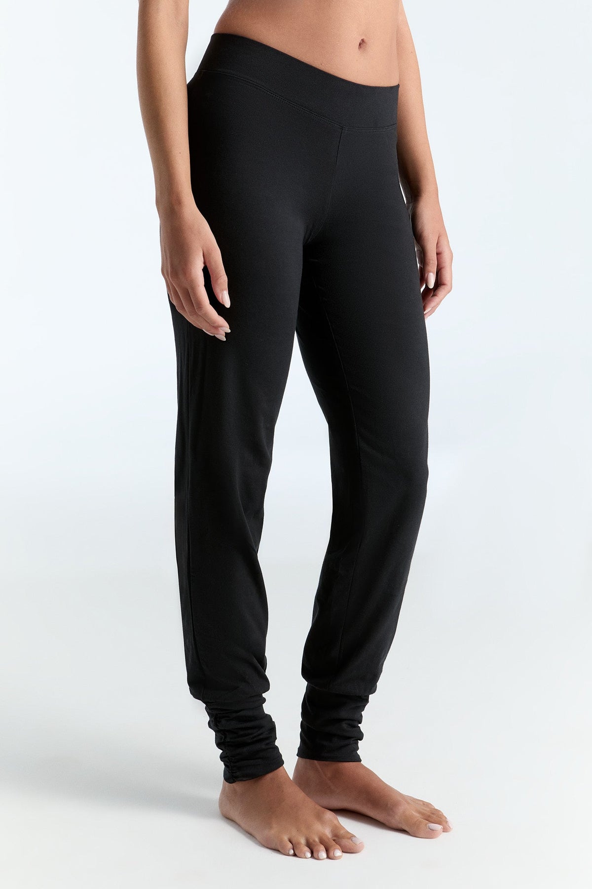 Women's Yoga Trousers Stretch, Black — Leela Cotton, view 2