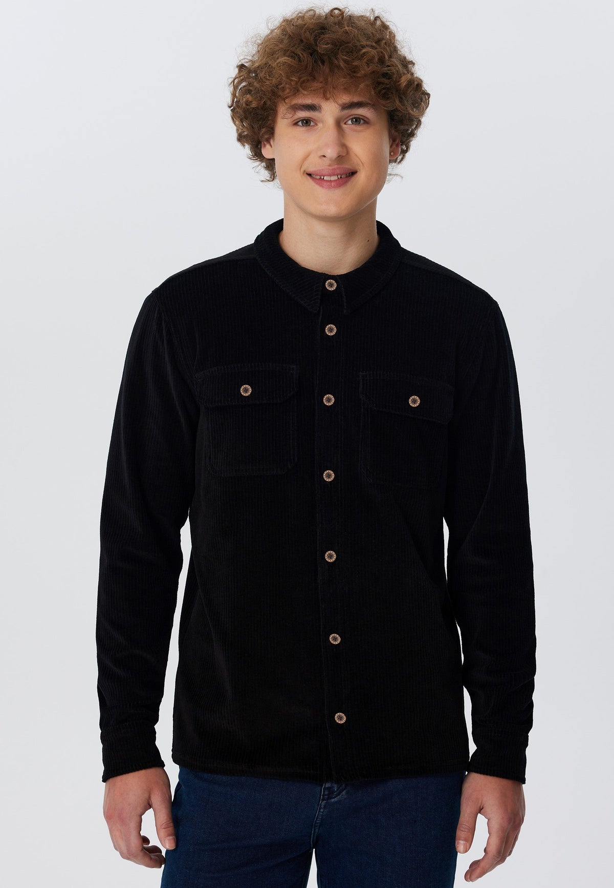Unisex Corduroy Shirt, Black — Leela Cotton