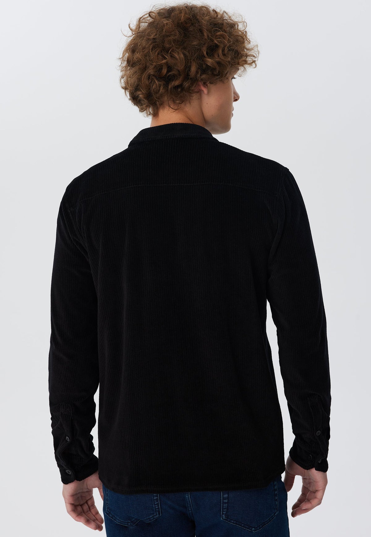 Unisex Corduroy Shirt, Black — Leela Cotton, view 2