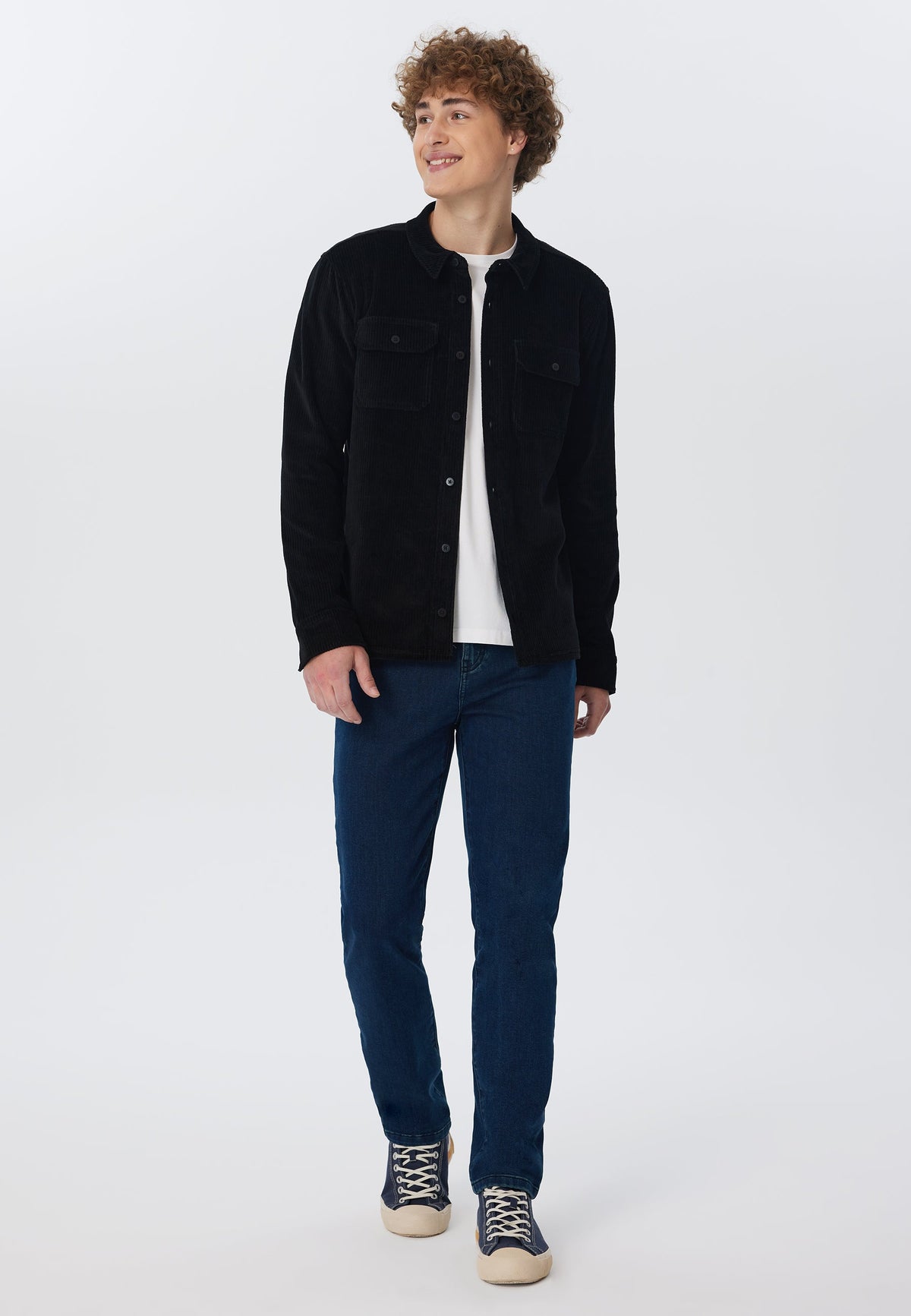 Unisex Corduroy Shirt, Black — Leela Cotton, view 4