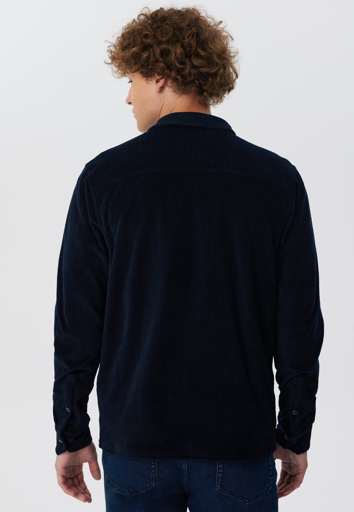 Unisex Corduroy Shirt, Midnight Blue — Leela Cotton, view 2