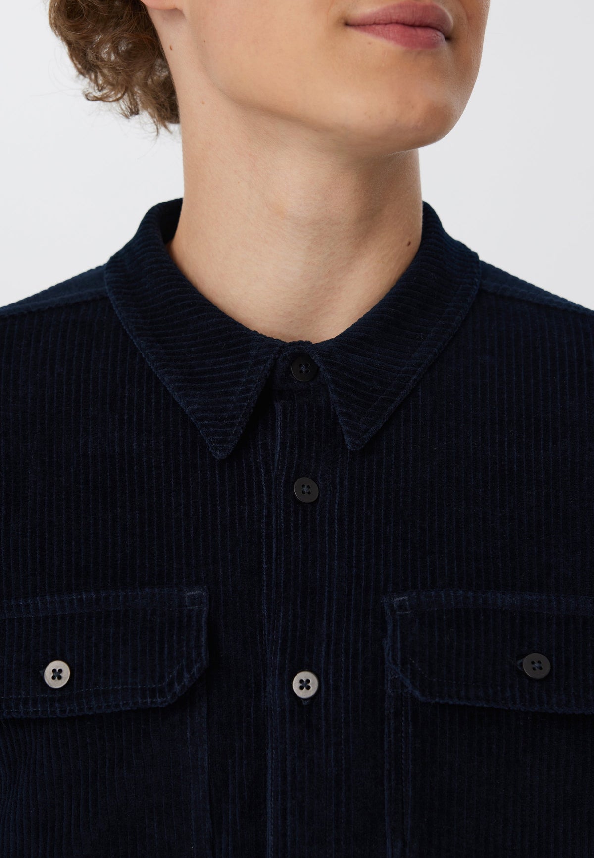 Unisex Corduroy Shirt, Midnight Blue — Leela Cotton, view 5