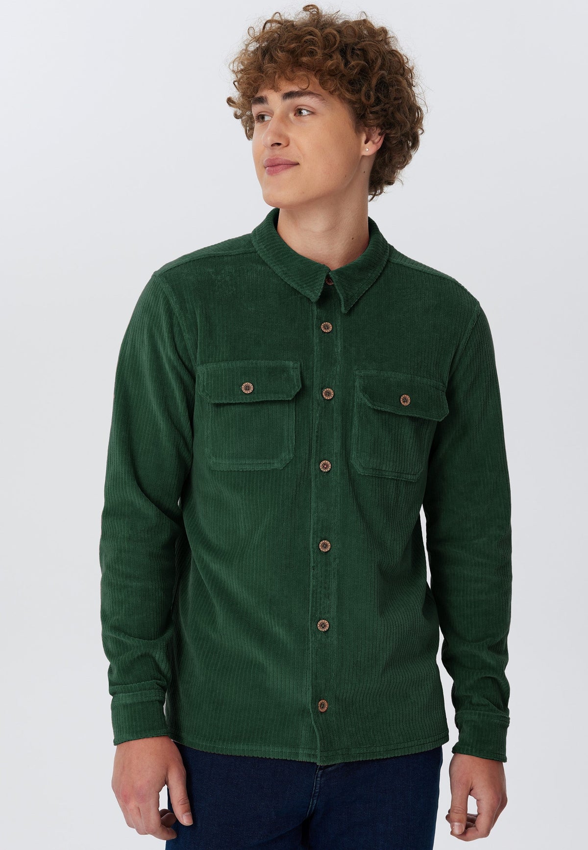 Unisex Corduroy Shirt Pine Needle — Leela Cotton