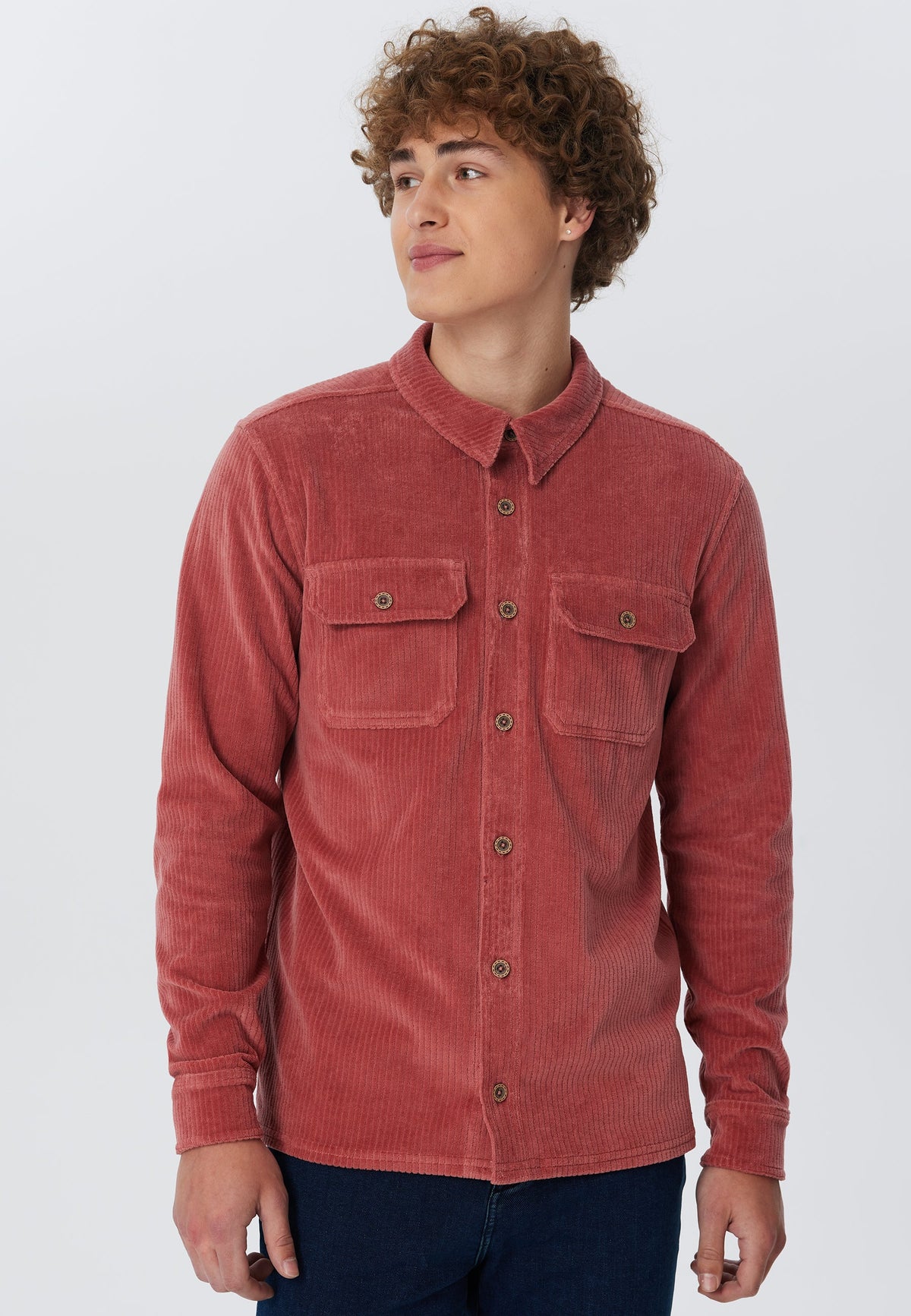 Unisex Corduroy Shirt Dark Mauve — Leela Cotton