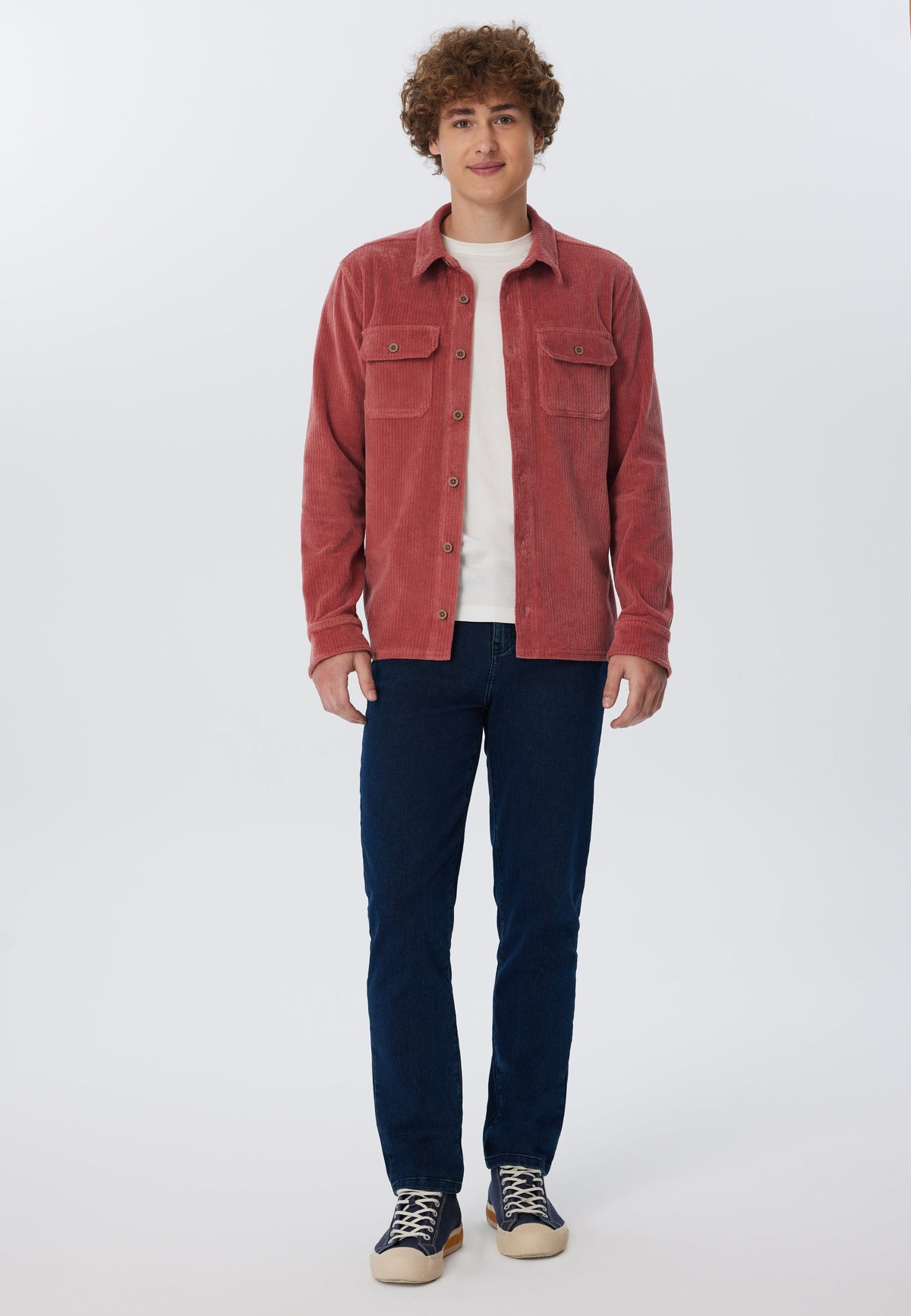 Unisex Corduroy Shirt Dark Mauve — Leela Cotton, view 4