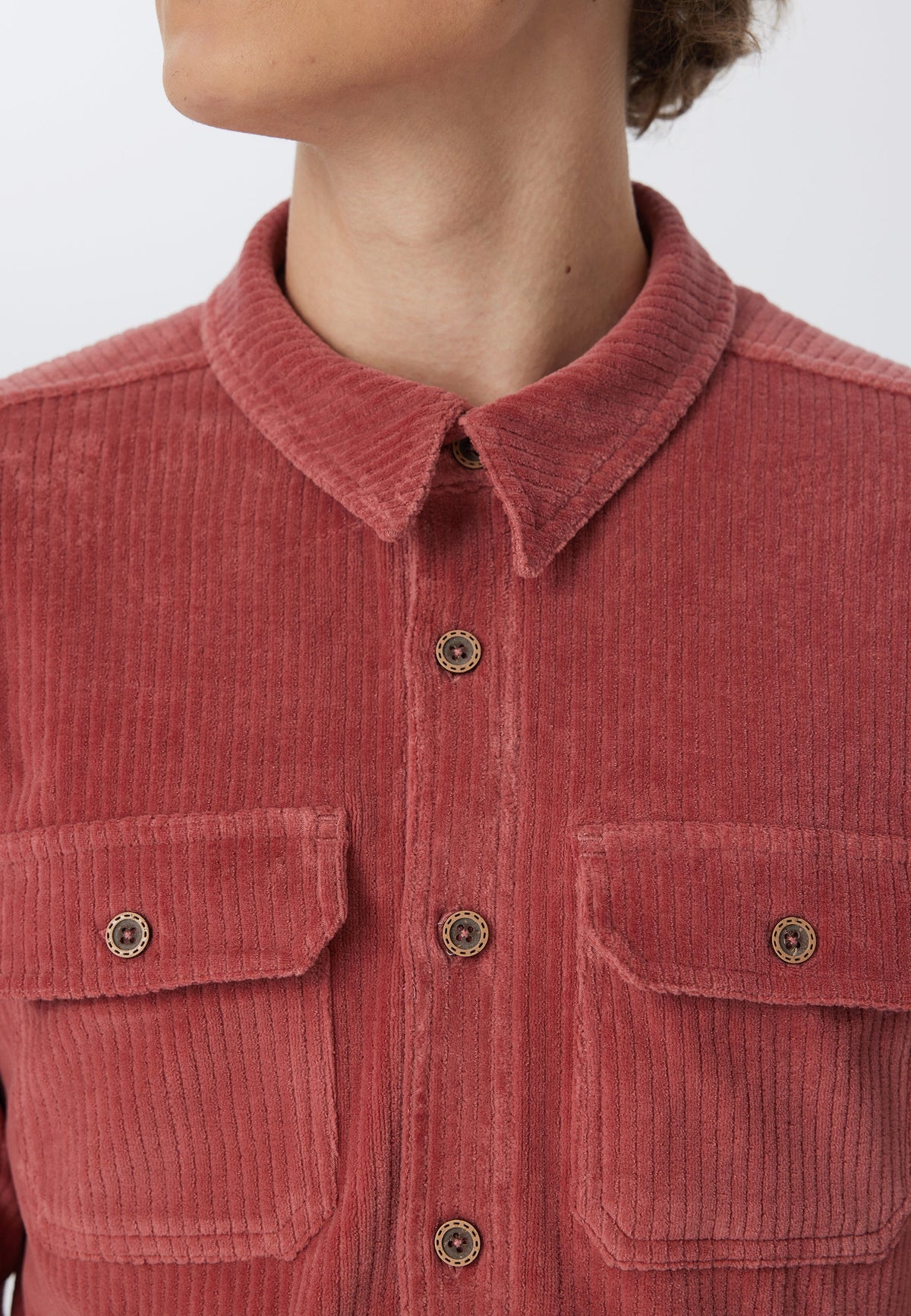 Unisex Corduroy Shirt Dark Mauve — Leela Cotton, view 5