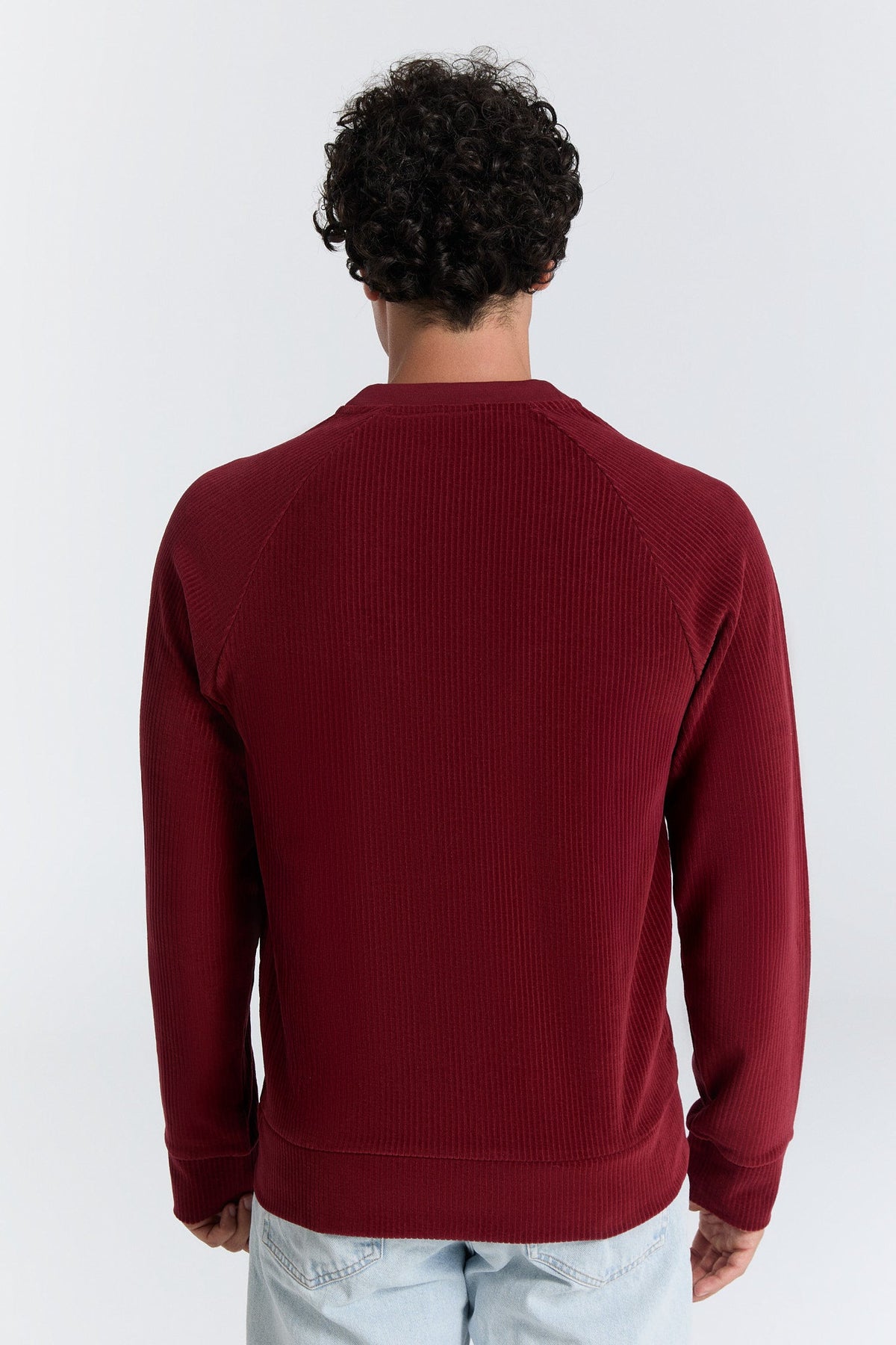 Unisex Baseball Jacket, Bordeaux — Leela Cotton, view 5