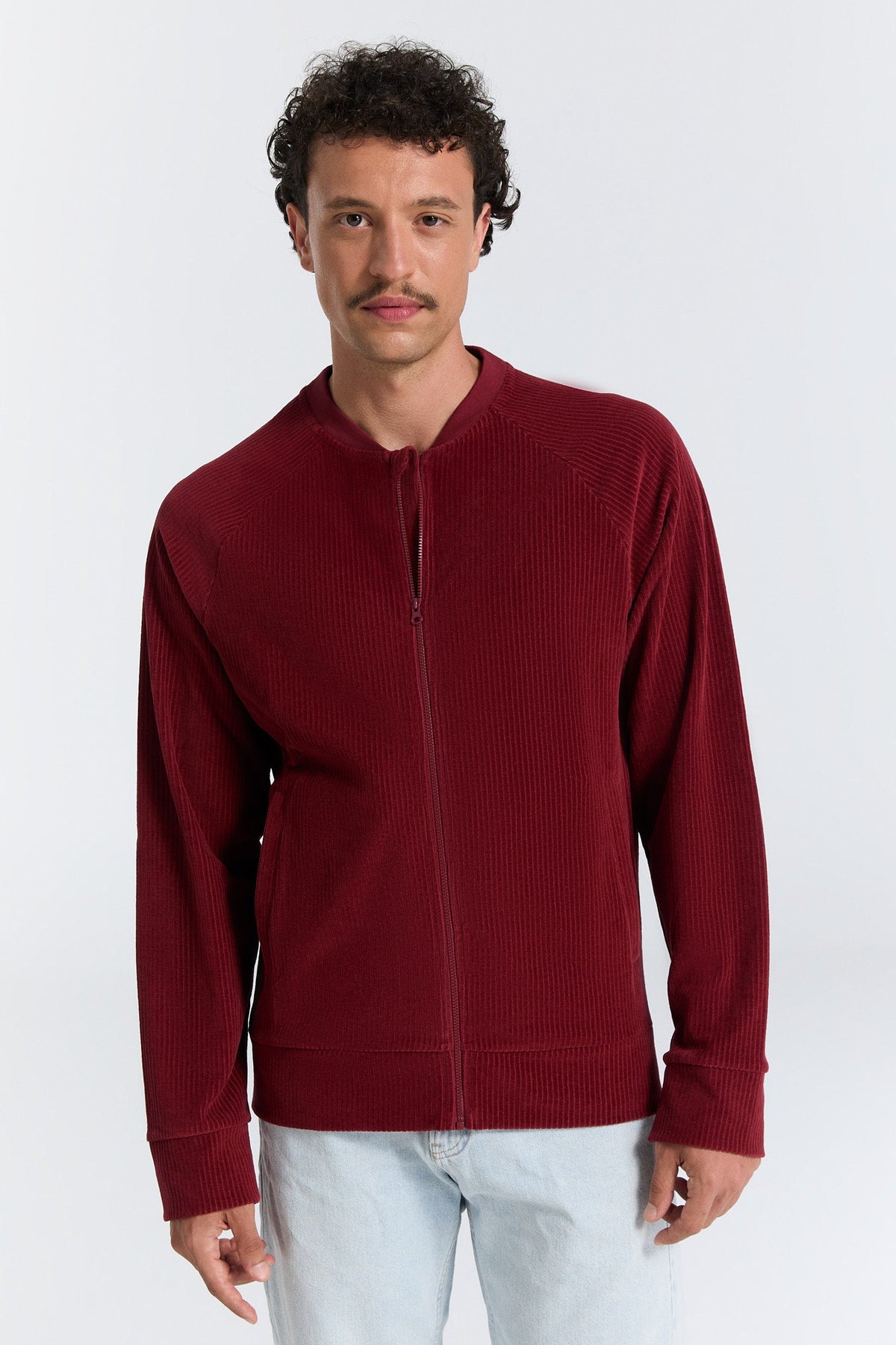 Unisex Baseball Jacket, Bordeaux — Leela Cotton