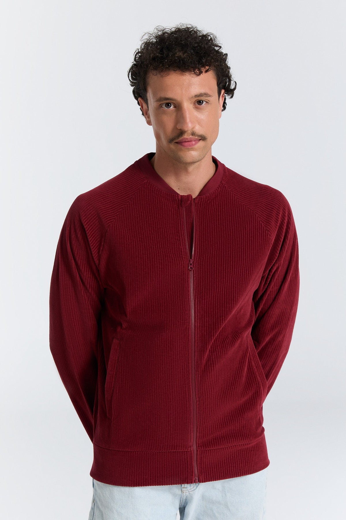 Unisex Baseball Jacket, Bordeaux — Leela Cotton, view 2