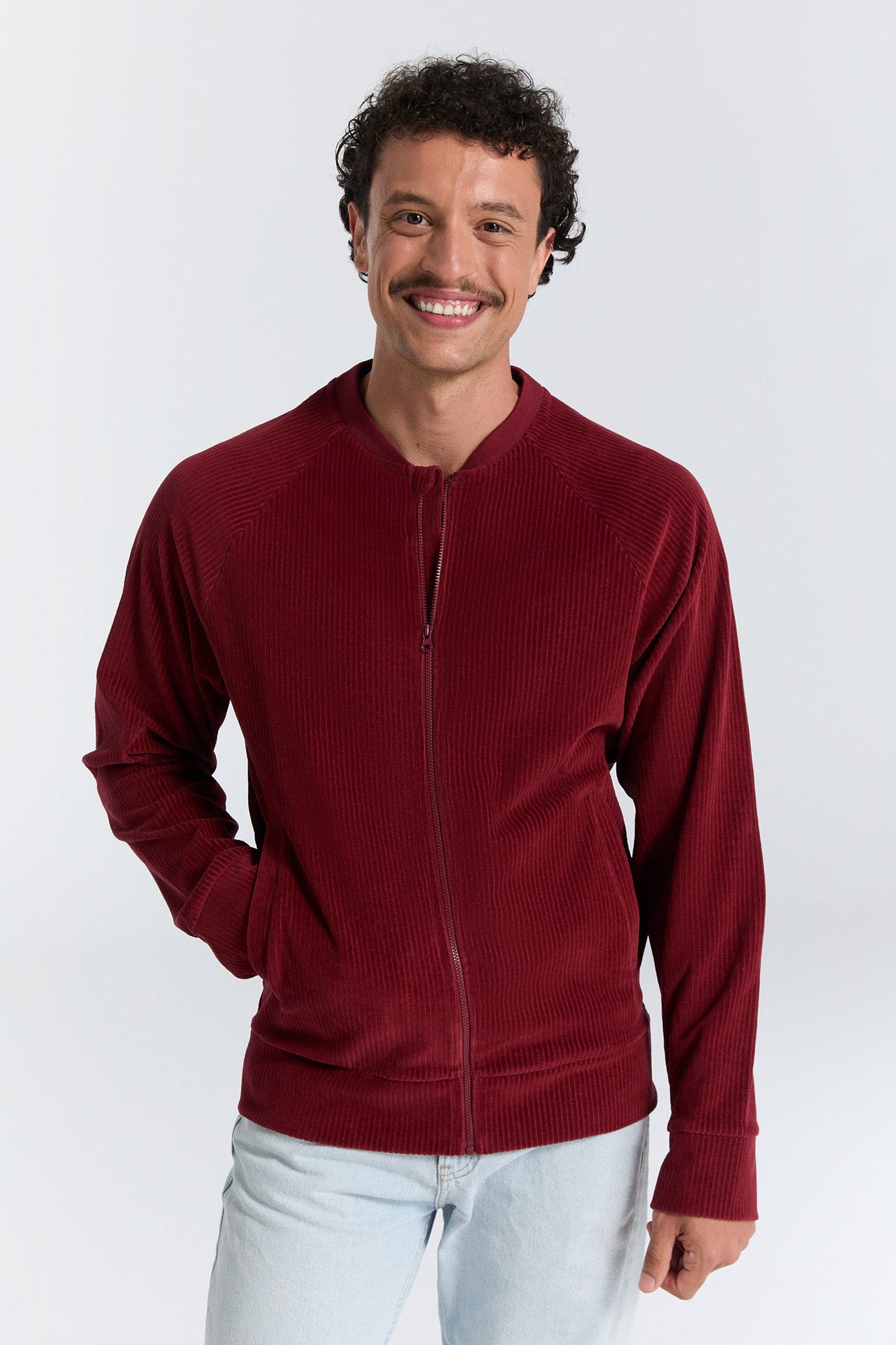 Unisex Baseball Jacket, Bordeaux — Leela Cotton, view 4