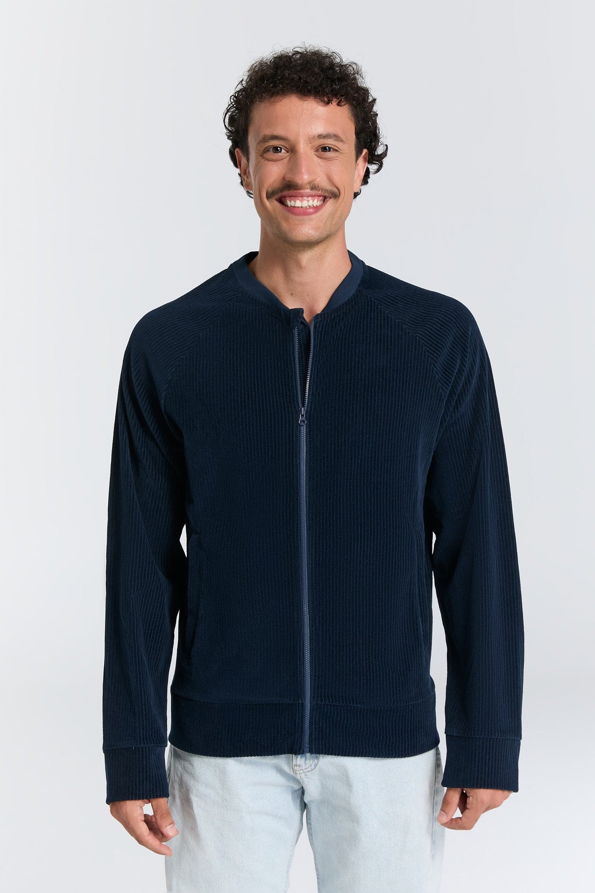 Unisex Baseball Jacket, Midnight Blue — Leela Cotton, view 5