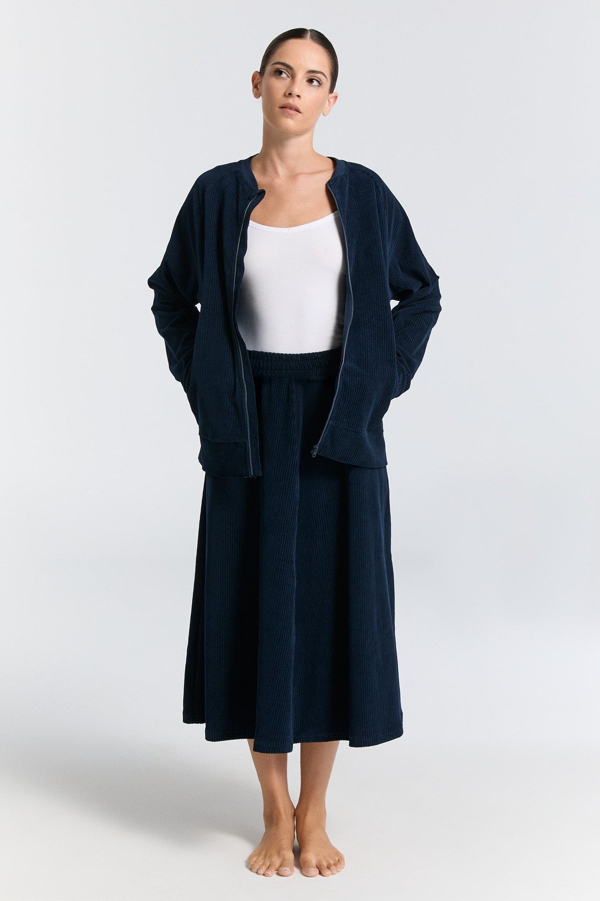 Unisex Baseball Jacket, Midnight Blue — Leela Cotton