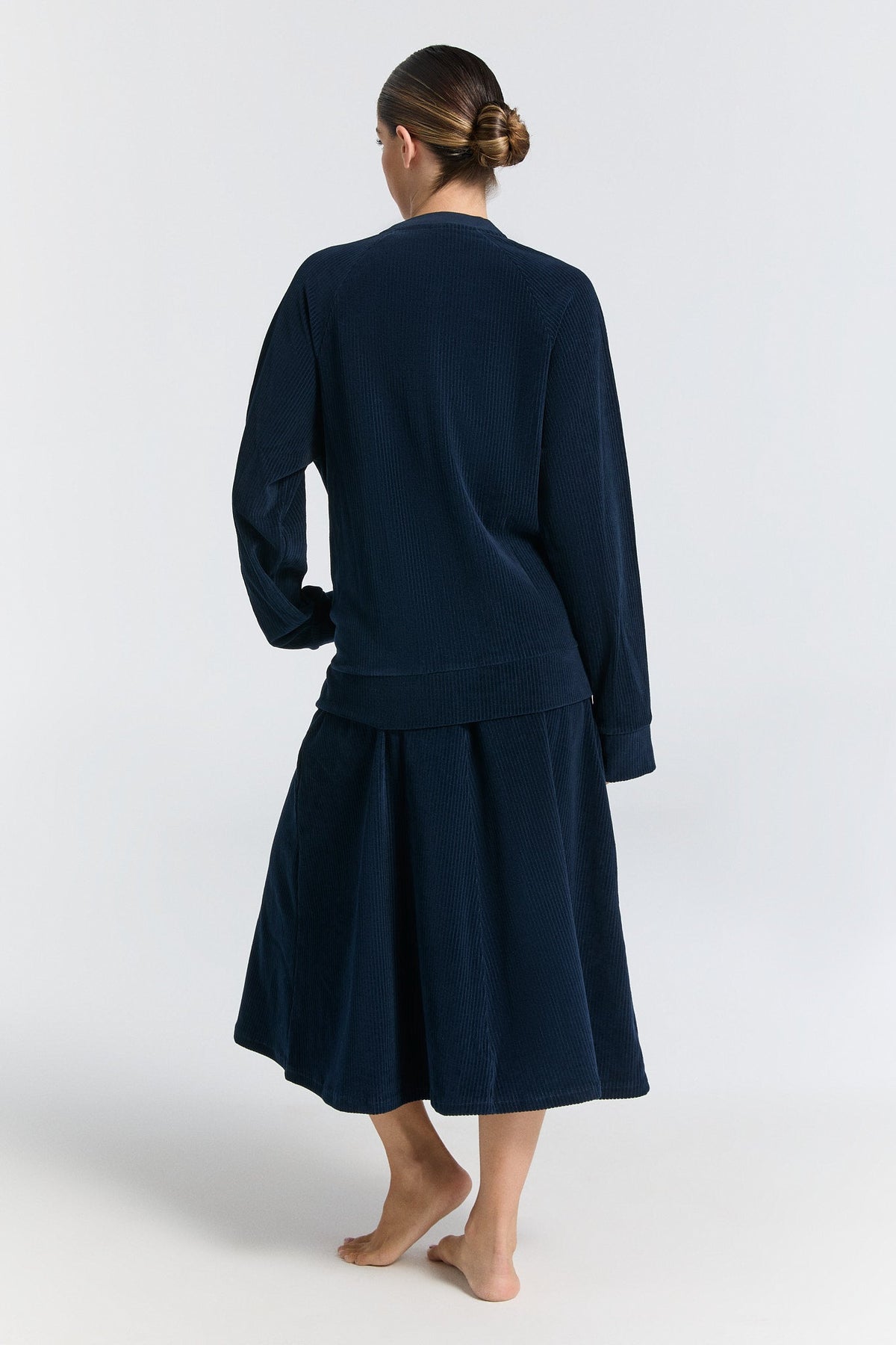 Unisex Baseball Jacket, Midnight Blue — Leela Cotton, view 3