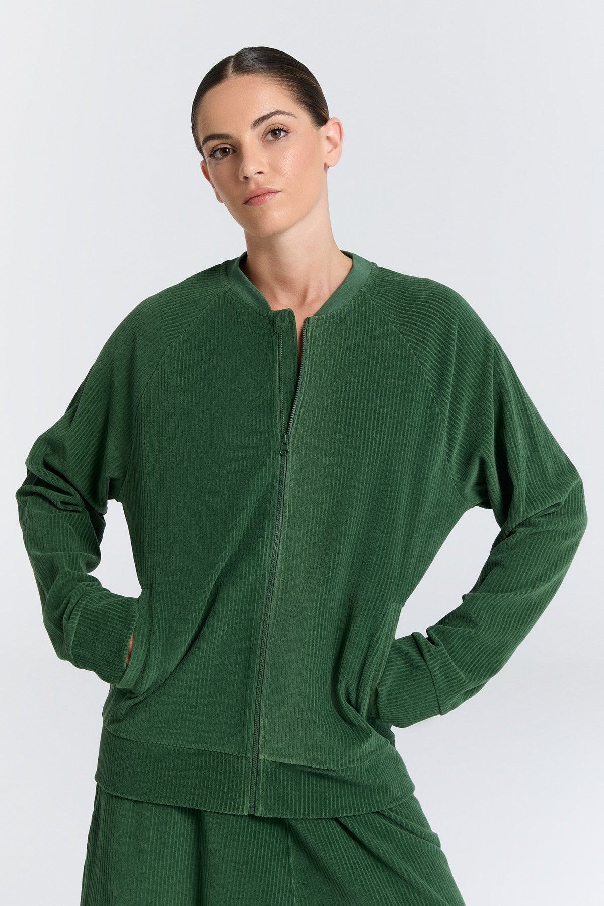 Unisex Baseball Jacket, Pine Needle — Leela Cotton, view 5