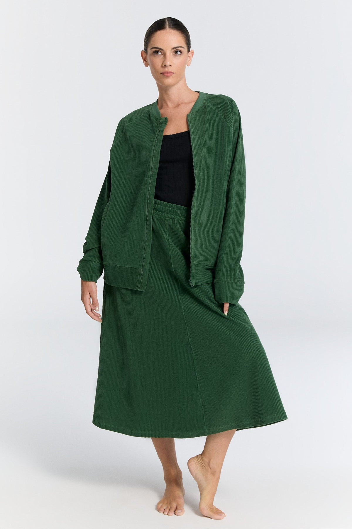 Unisex Baseball Jacket, Pine Needle — Leela Cotton, view 2