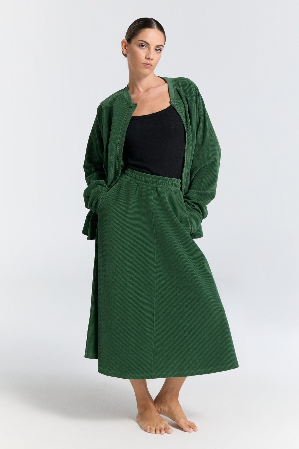 Unisex Baseball Jacket, Pine Needle — Leela Cotton, view 3