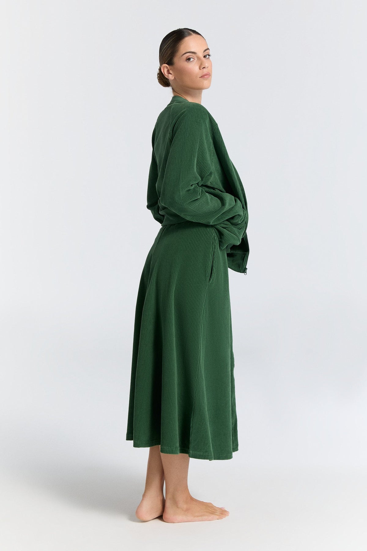 Unisex Baseball Jacket, Pine Needle — Leela Cotton, view 4