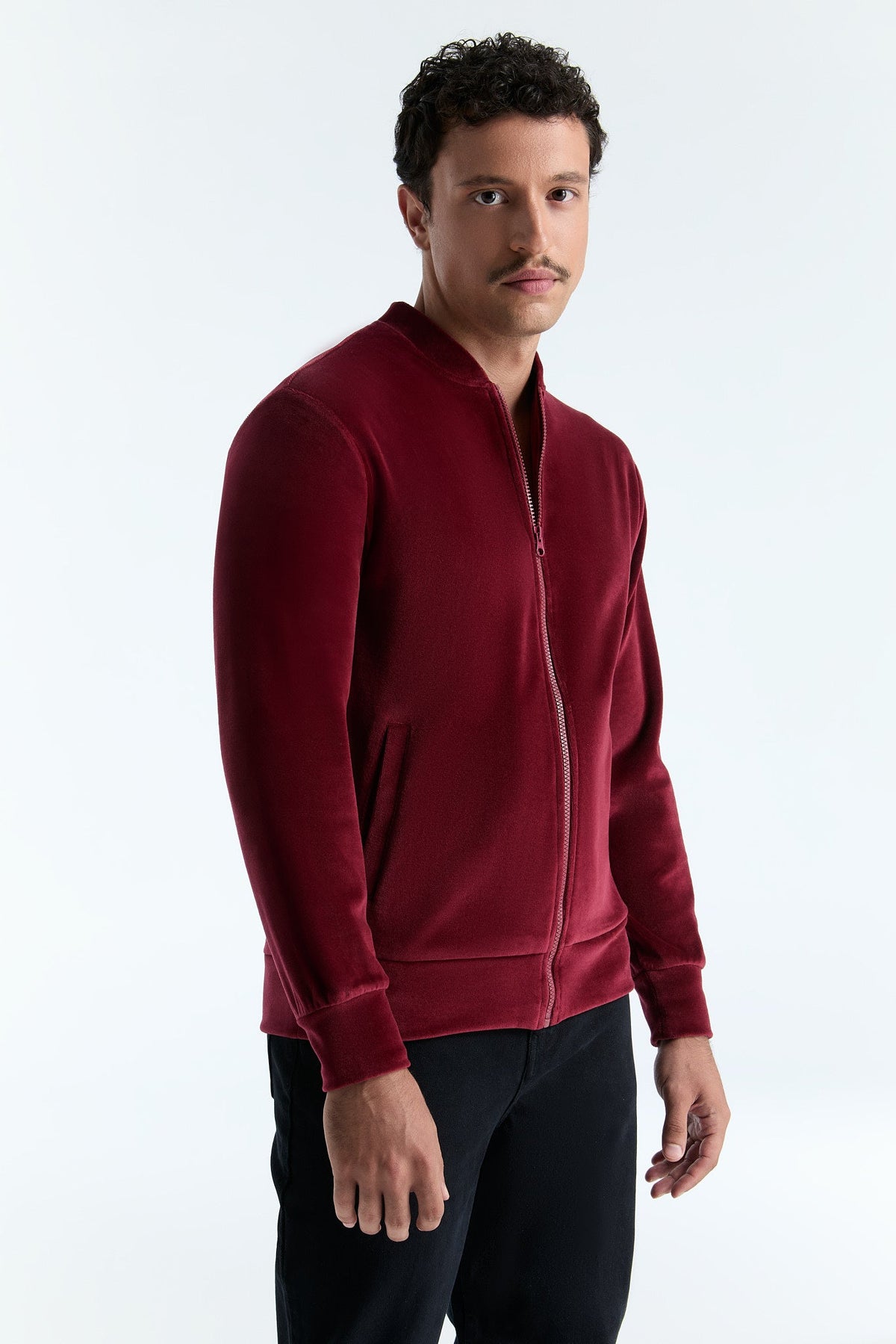 Unisex Jacket with Zip, Bordeaux — Leela Cotton, view 5