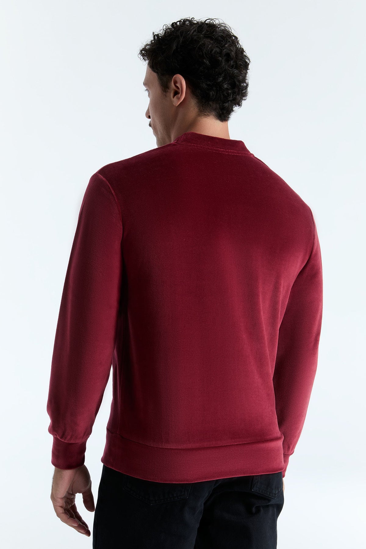 Unisex Jacket with Zip, Bordeaux — Leela Cotton, view 2