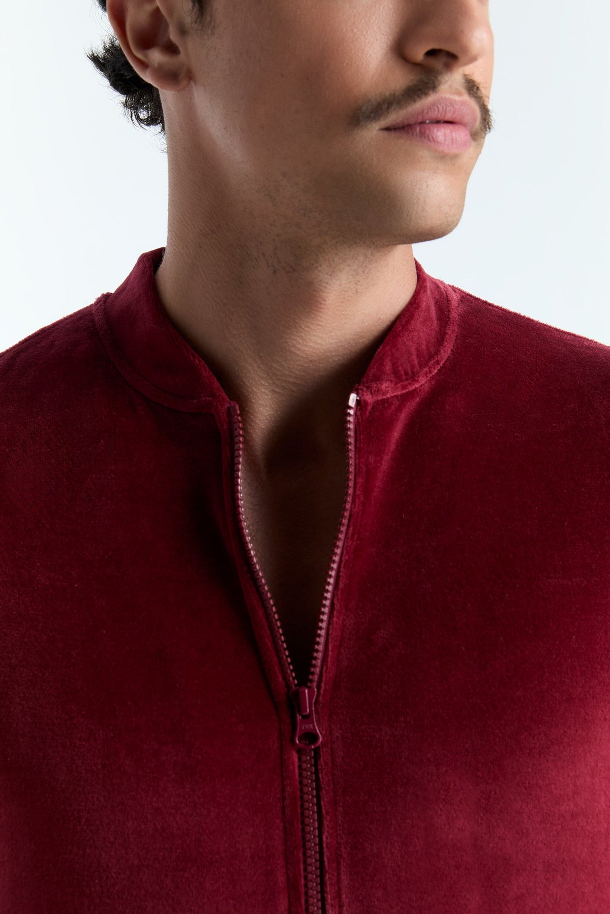 Unisex Jacket with Zip, Bordeaux — Leela Cotton, view 4