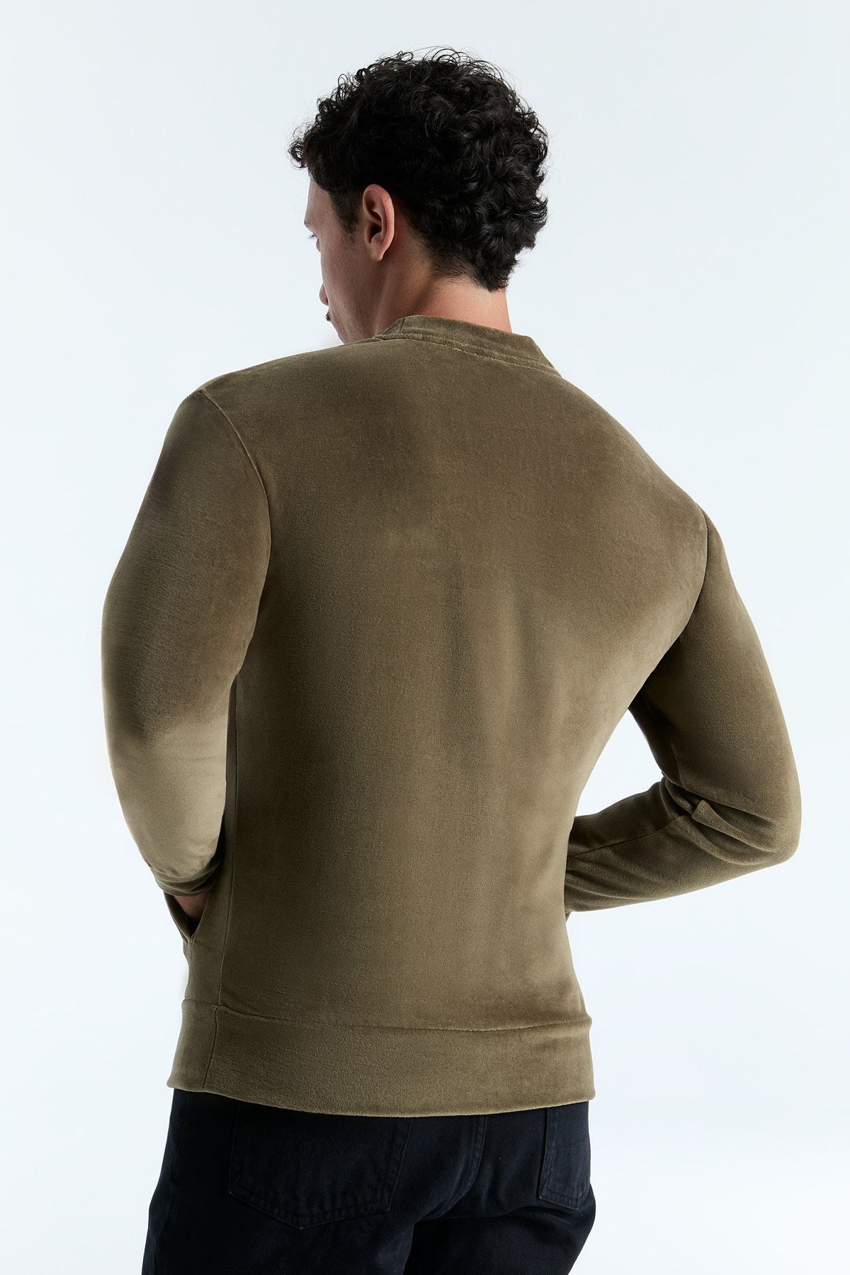 Unisex Jacket with Zip, Olive — Leela Cotton, view 5