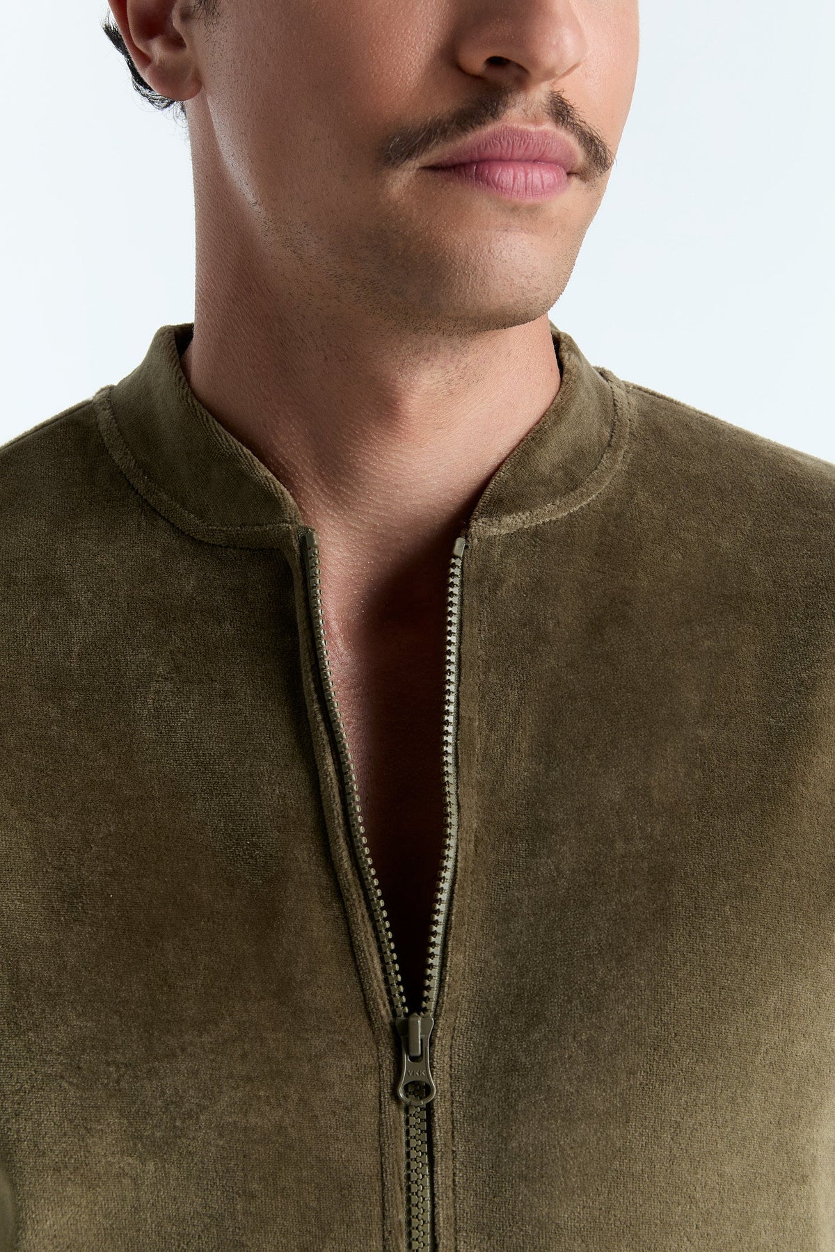 Unisex Jacket with Zip, Olive — Leela Cotton, view 4