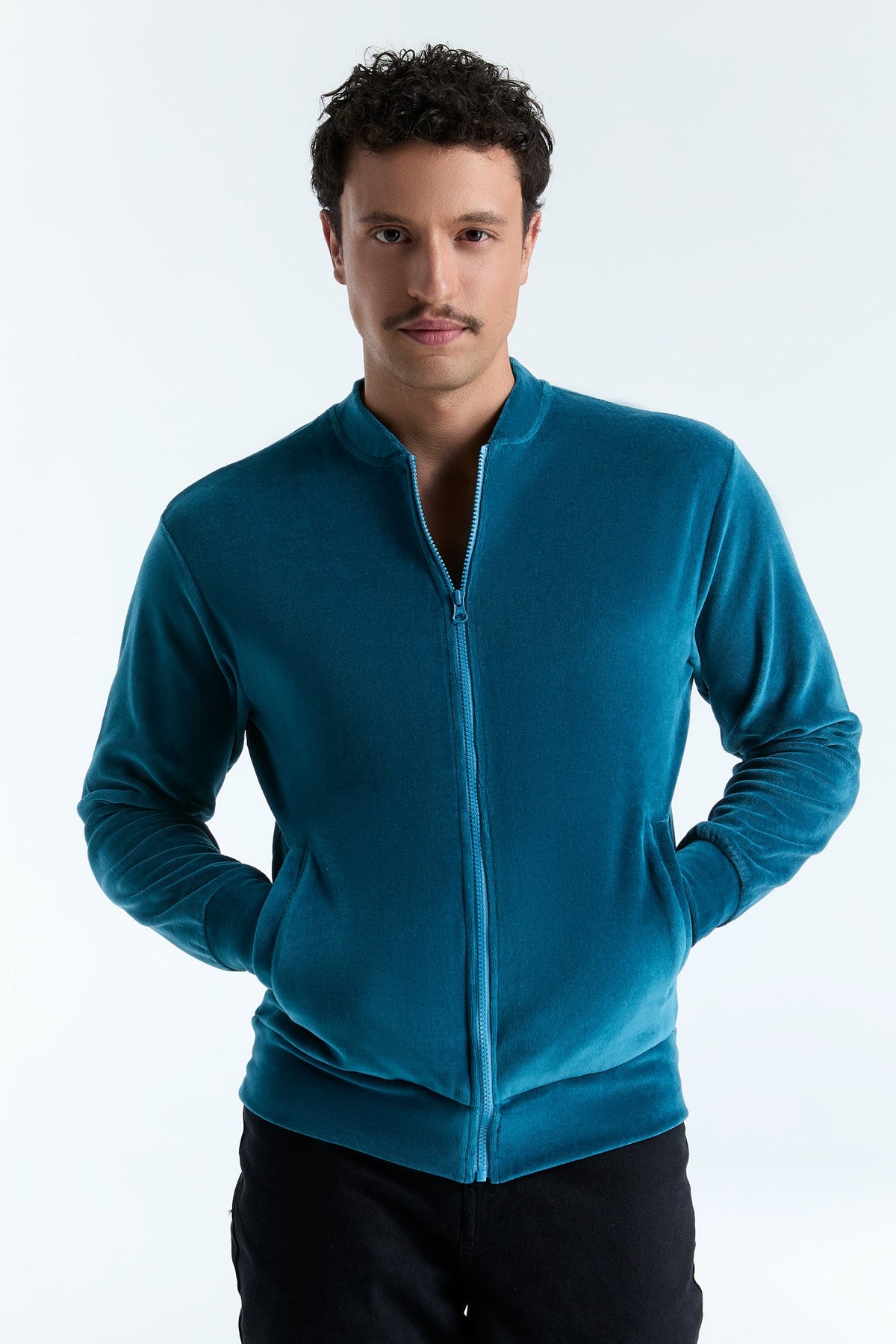 Unisex Jacket with Zip Danube Blue — Leela Cotton, view 5
