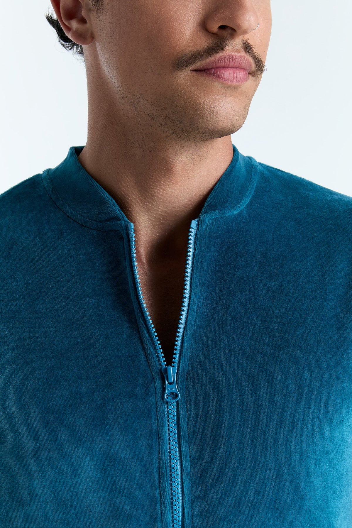 Unisex Jacket with Zip Danube Blue — Leela Cotton, view 4