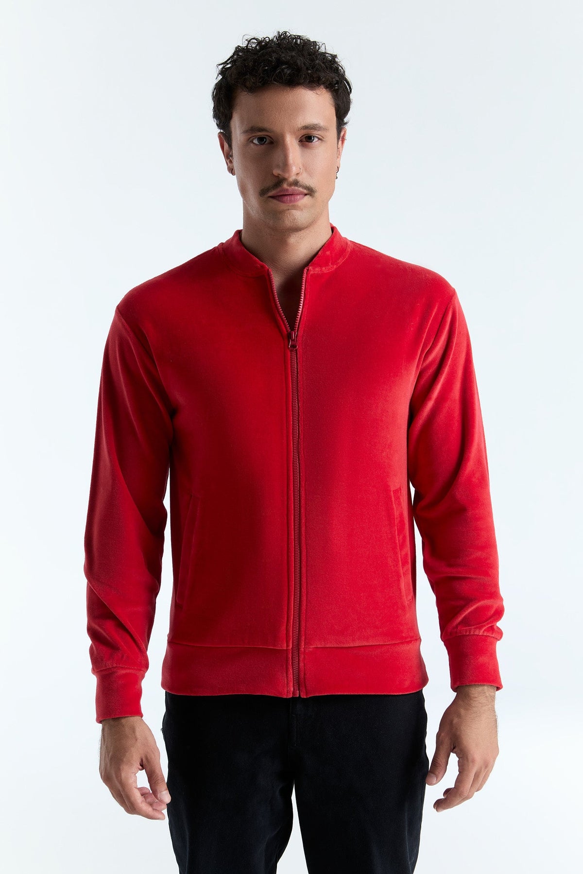 Unisex Jacket with Zip, Brick Red — Leela Cotton