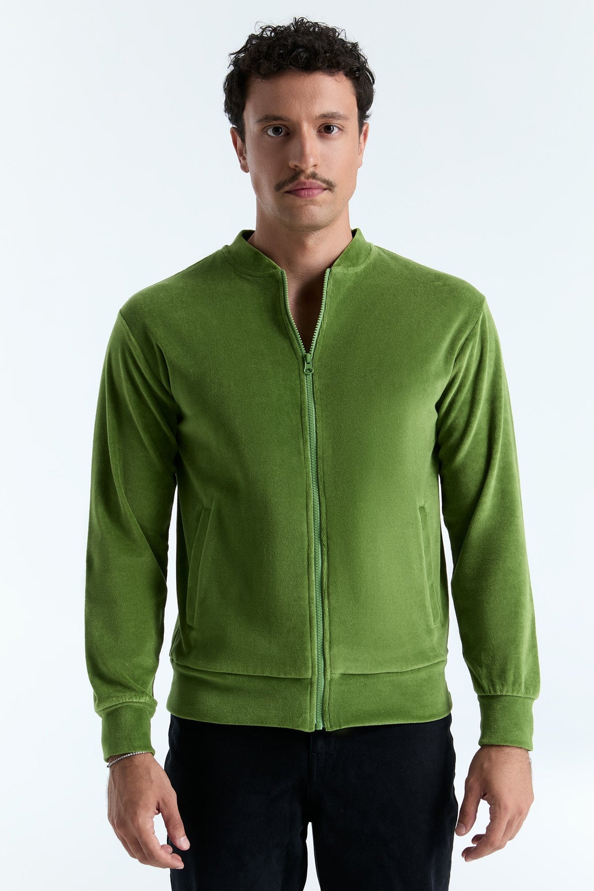 Unisex Jacket with Zip, Forest Green — Leela Cotton, view 2