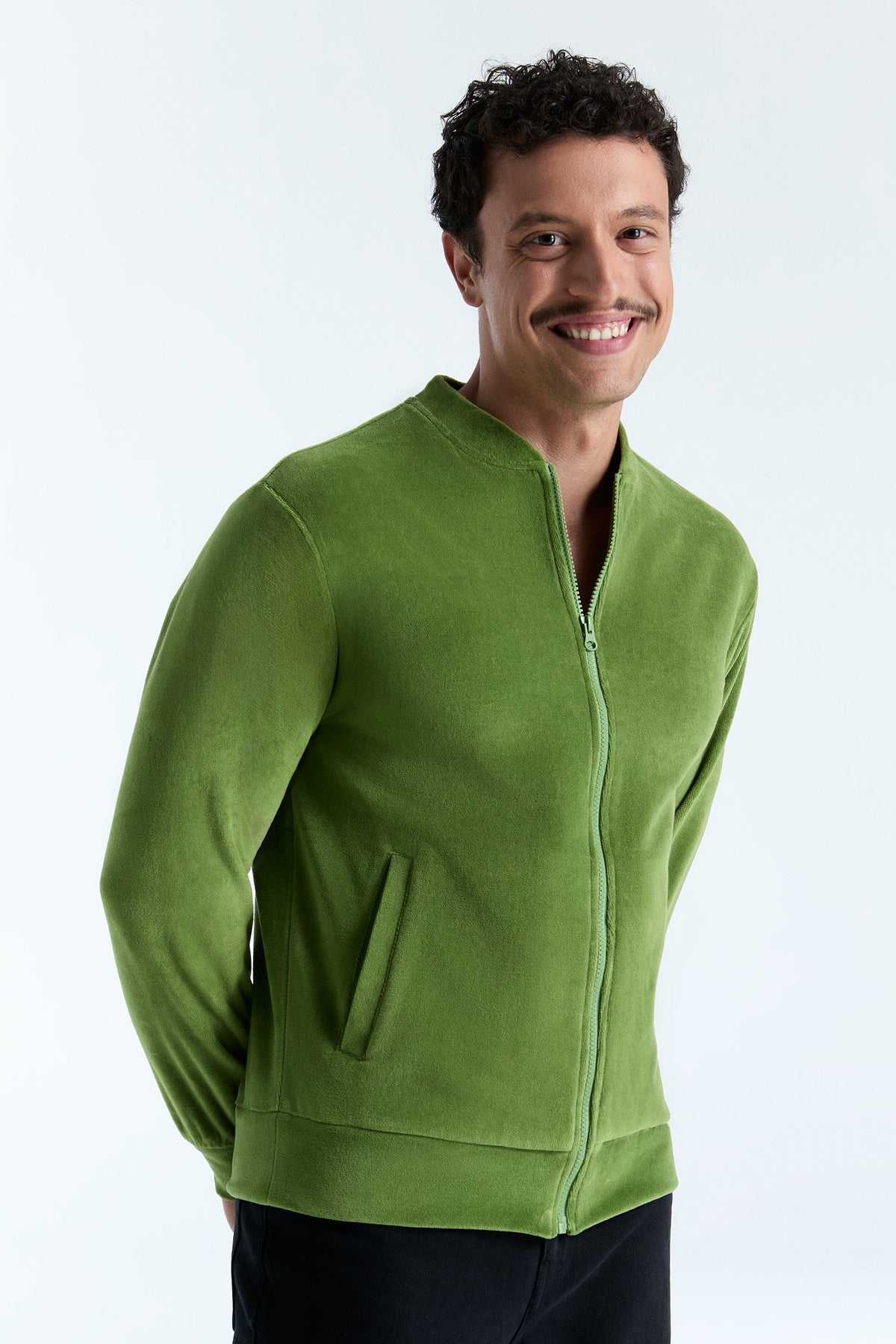 Unisex Jacket with Zip, Forest Green — Leela Cotton