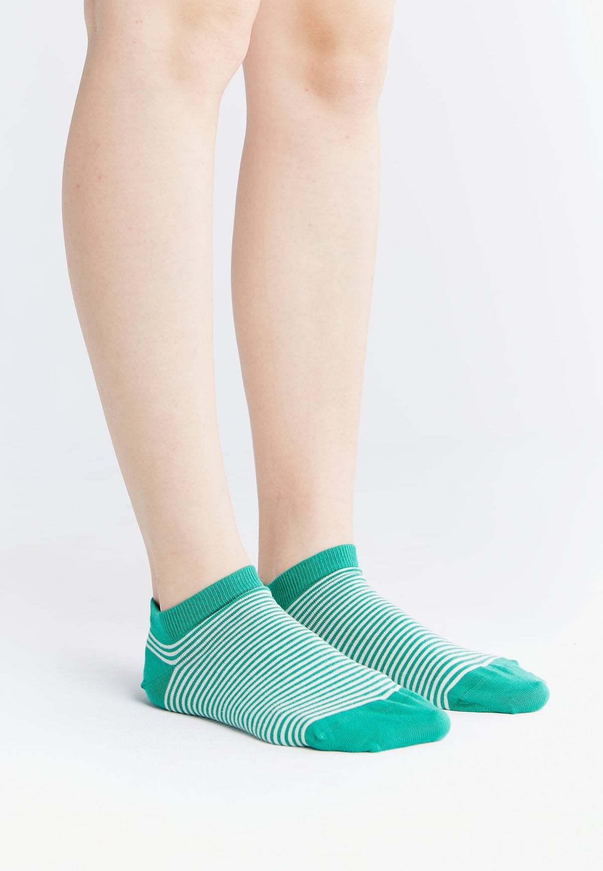 Unisex Trainer Socks, Green / Natural Striped (6-Pack) — Albero Natur, view 2