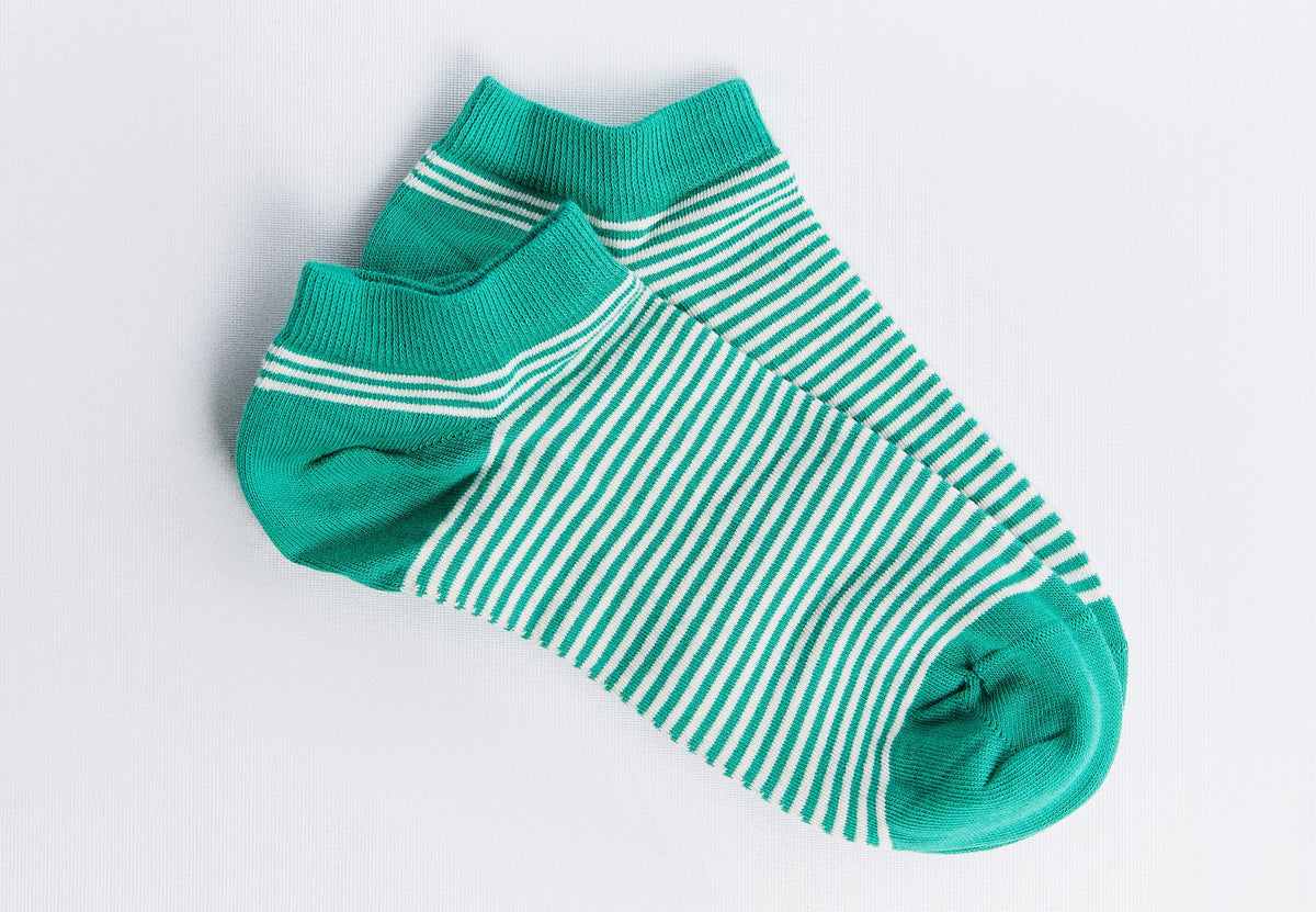 Unisex Trainer Socks, Green / Natural Striped (6-Pack) — Albero Natur, view 4