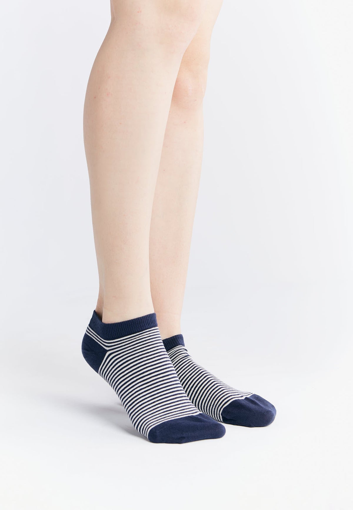 Unisex Trainer Socks, Indigo / Natural Striped (6-Pack) — Albero Natur