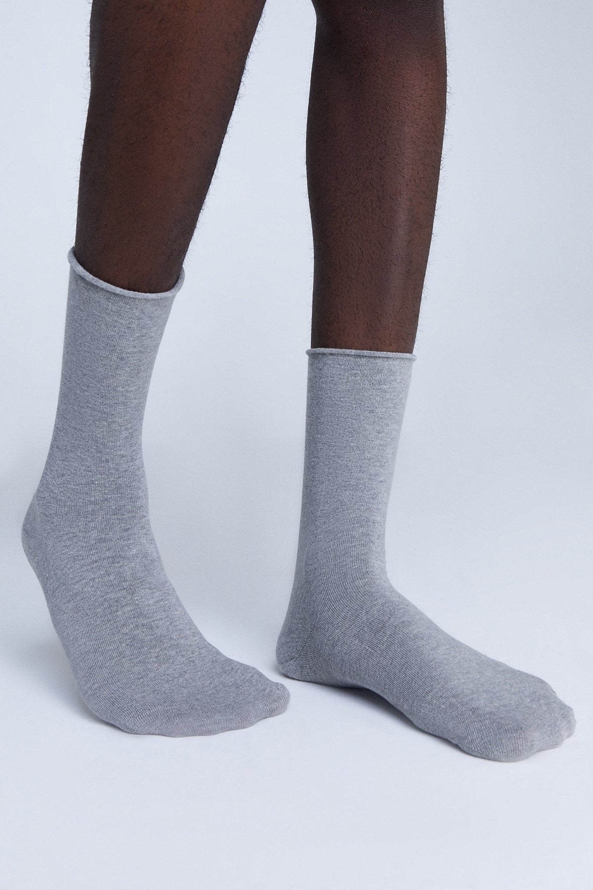 Socks with Rolled Edge, Grey-Melange (6-Pack) — Albero Natur, view 3