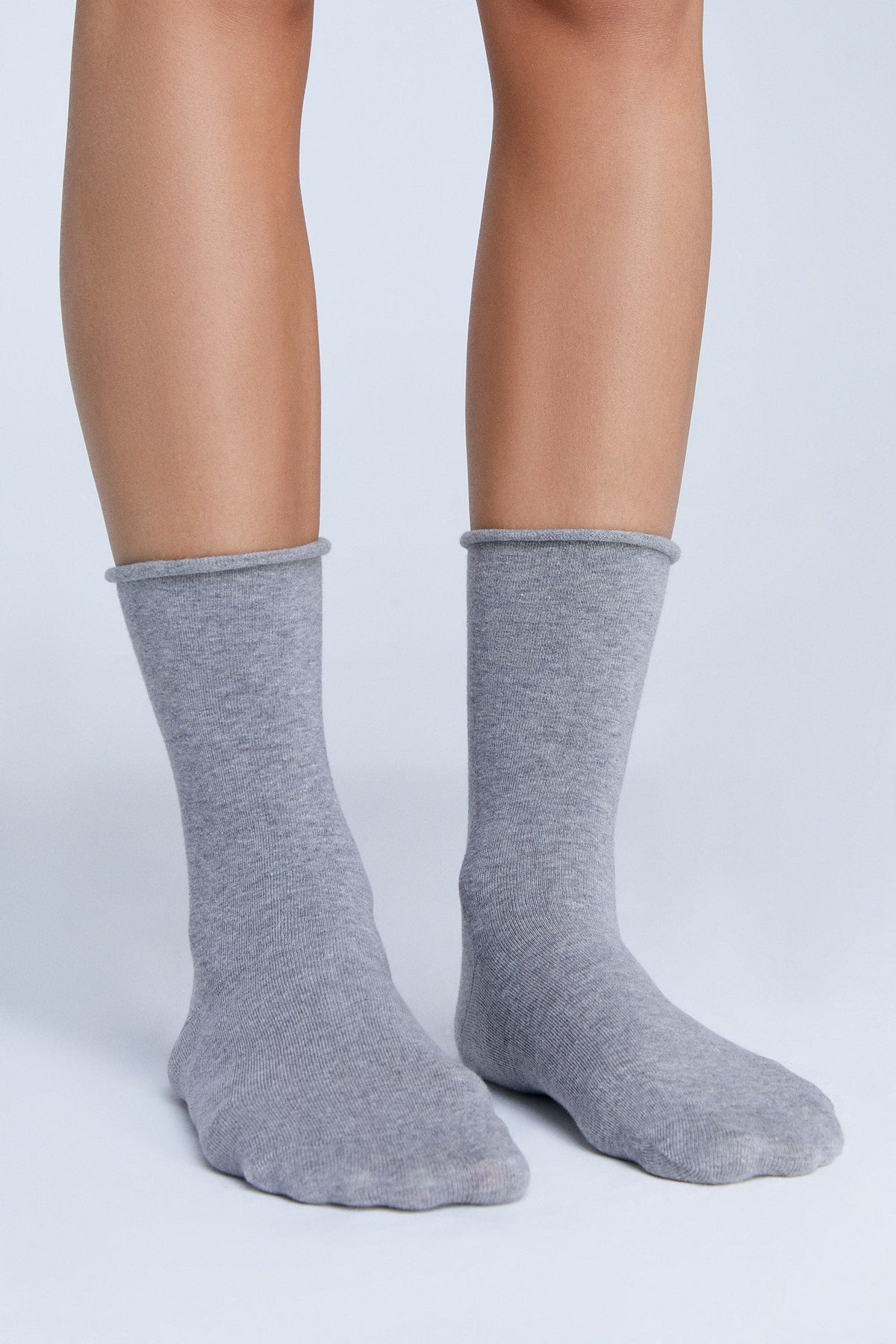 Socks with Rolled Edge, Grey-Melange (6-Pack) — Albero Natur, view 4