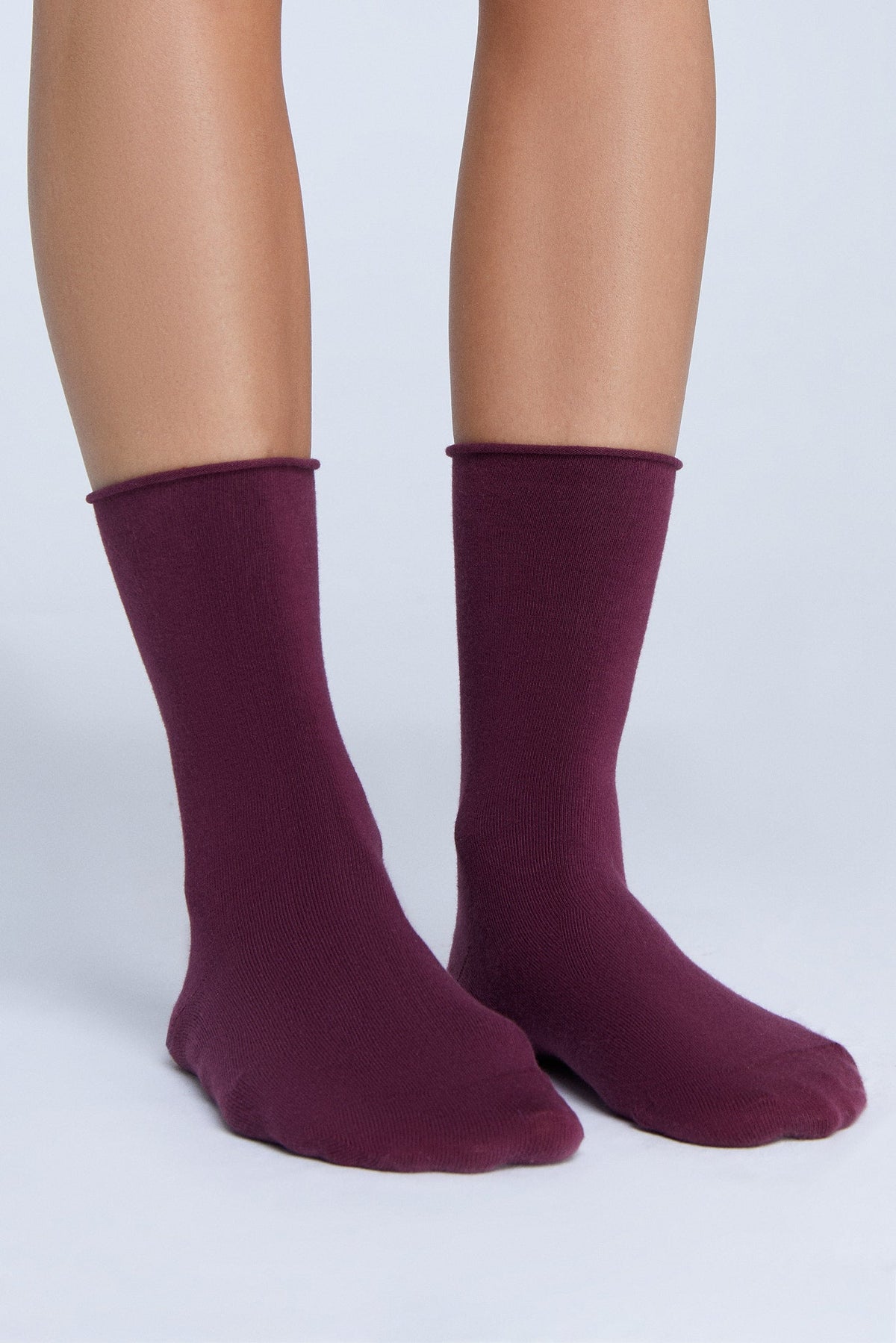 Socks with Rolled Edge, Bordeaux (6-Pack) — Albero Natur, view 4