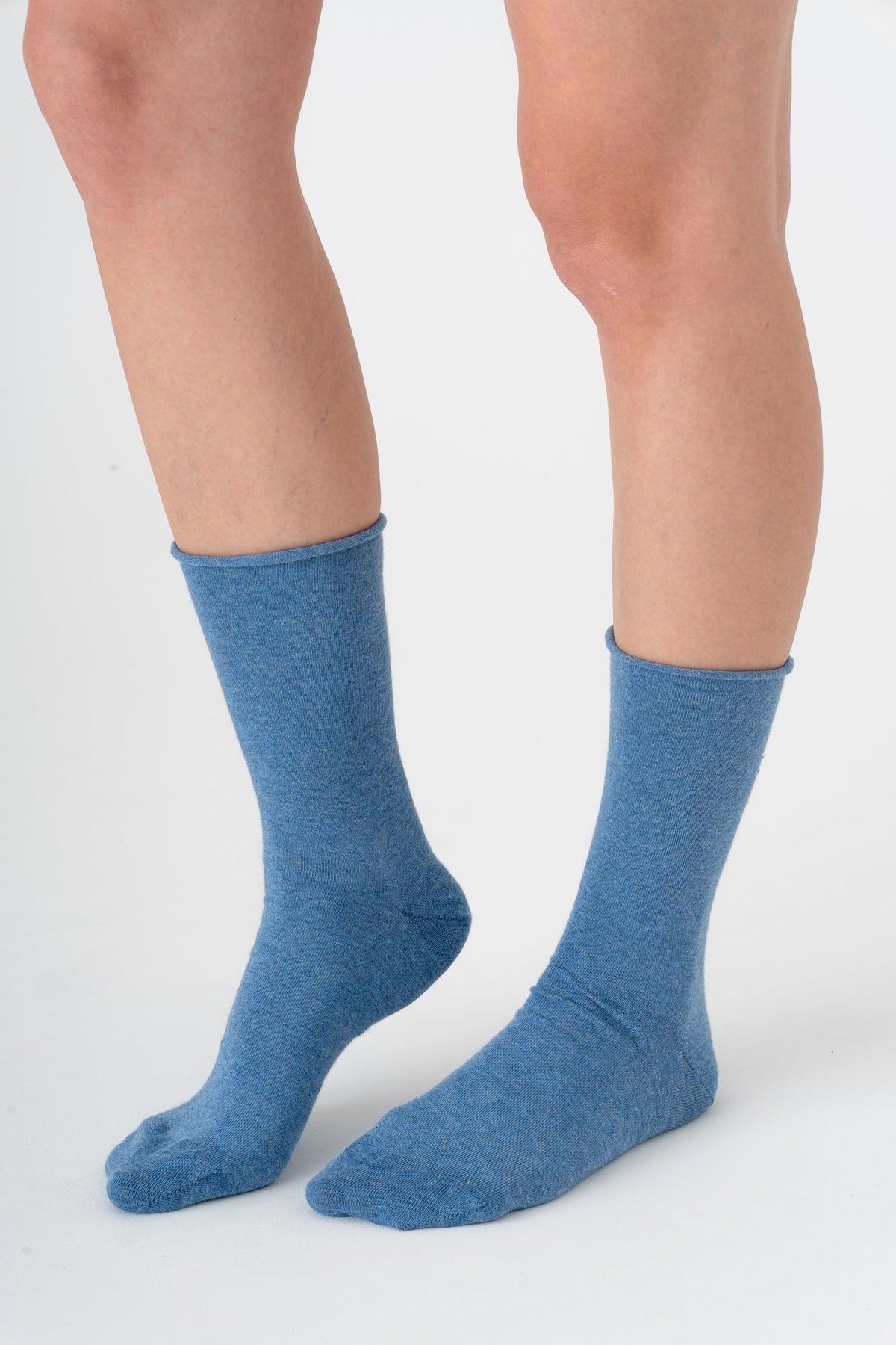 Unisex Socks with Rolled Edge, Jeans-Melange (6 Pair) — Albero Natur, view 3