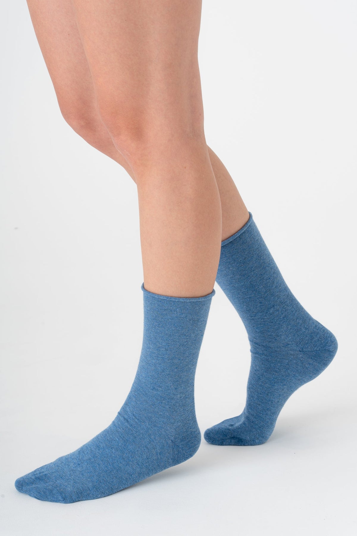 Unisex Socks with Rolled Edge, Jeans-Melange (6 Pair) — Albero Natur, view 4