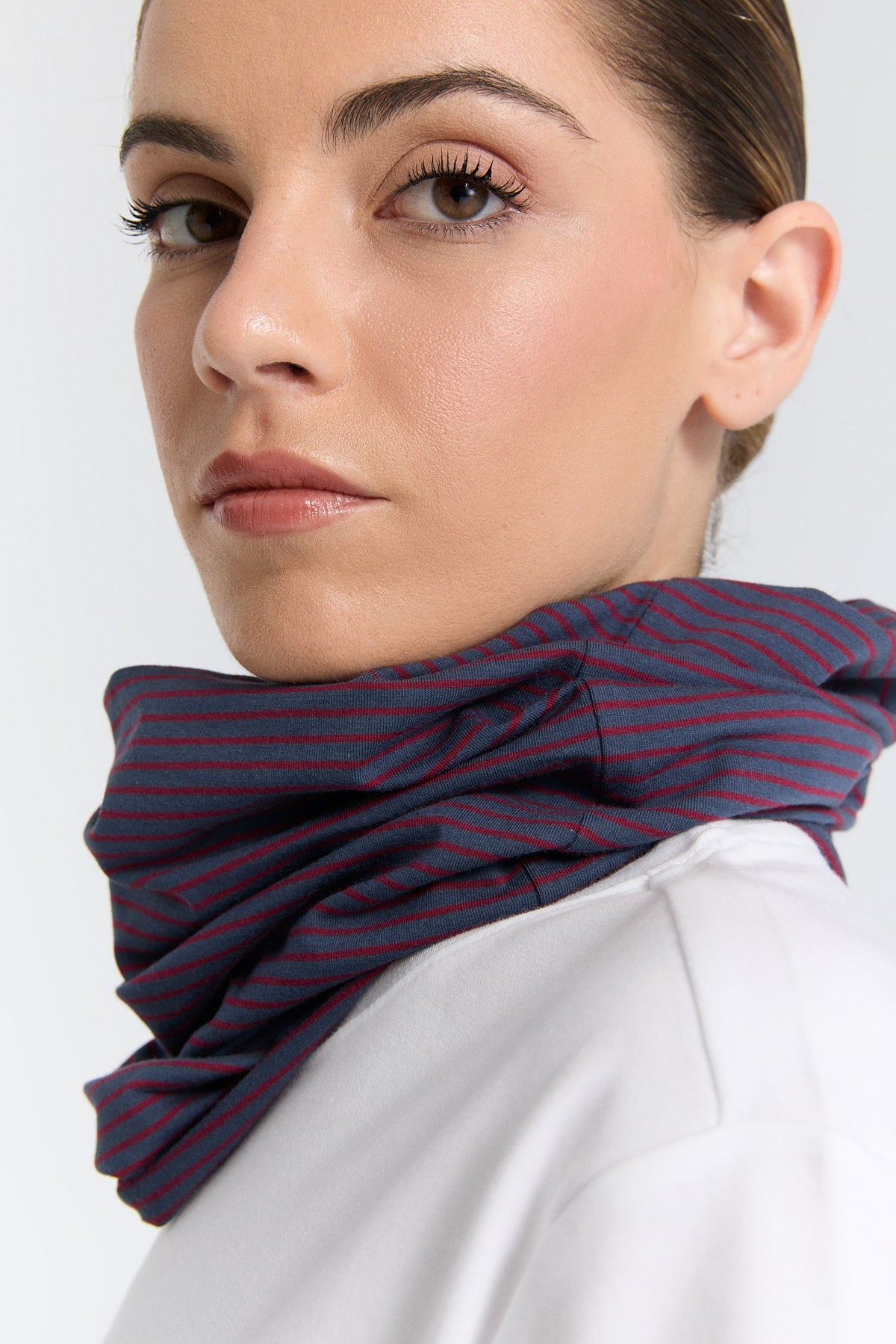 Unisex Snood, Indigo Rose Red — Leela Cotton, view 2