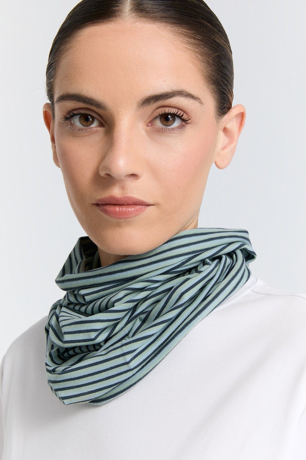Unisex Snood, Agave-Navy Grey Blue — Leela Cotton, view 4